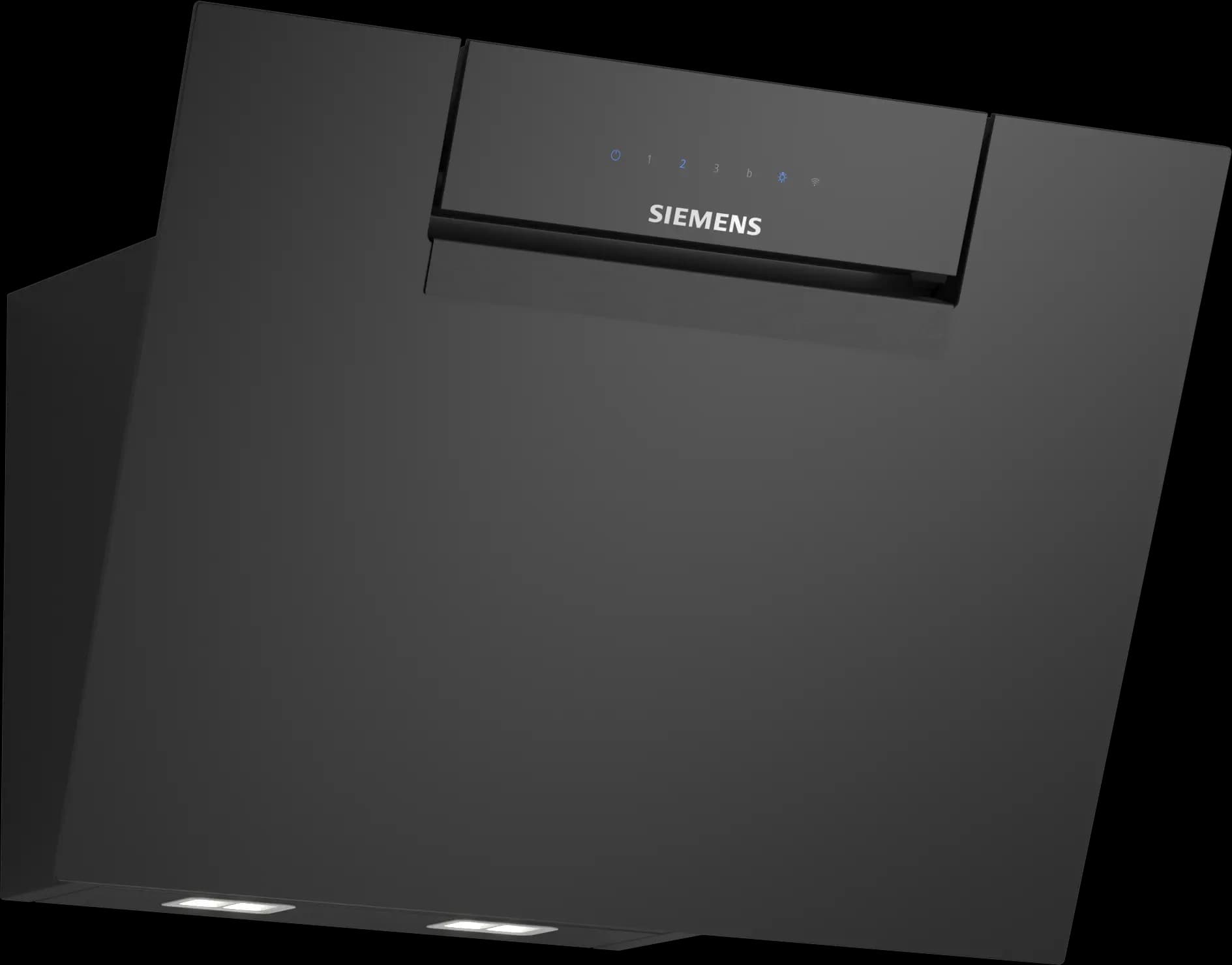 Siemens IQ300 Настенная вытяжка с рециркуляцией, 60 см, прозрачное стекло с чёрной печатью, чёрный